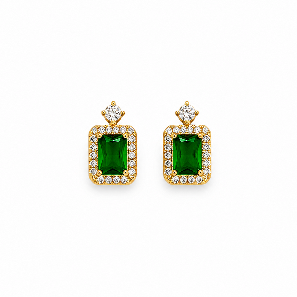 Emma Emerald CZ Stud Earrings