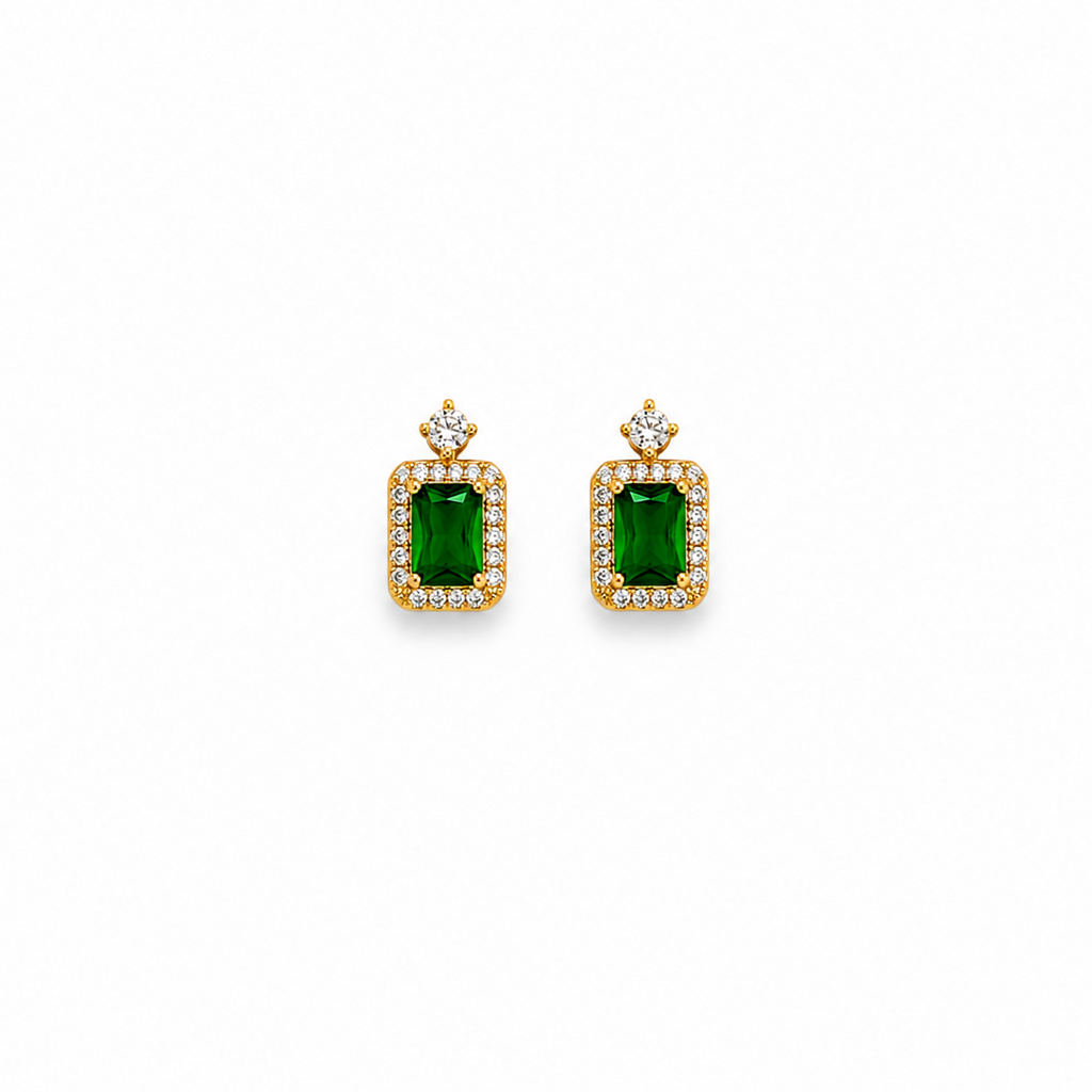 Emma Emerald CZ Stud Earrings