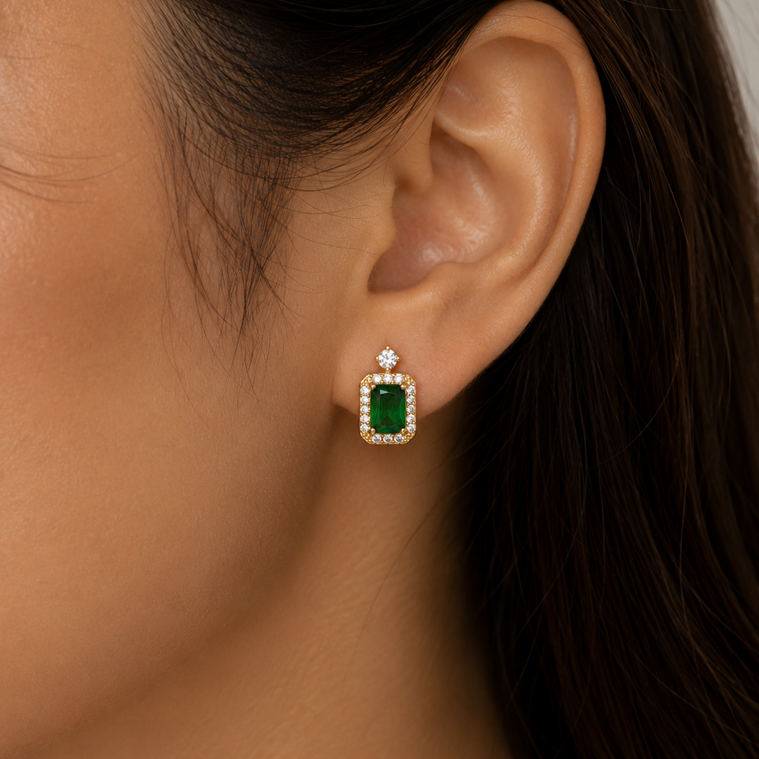 Emma Emerald CZ Stud Earrings