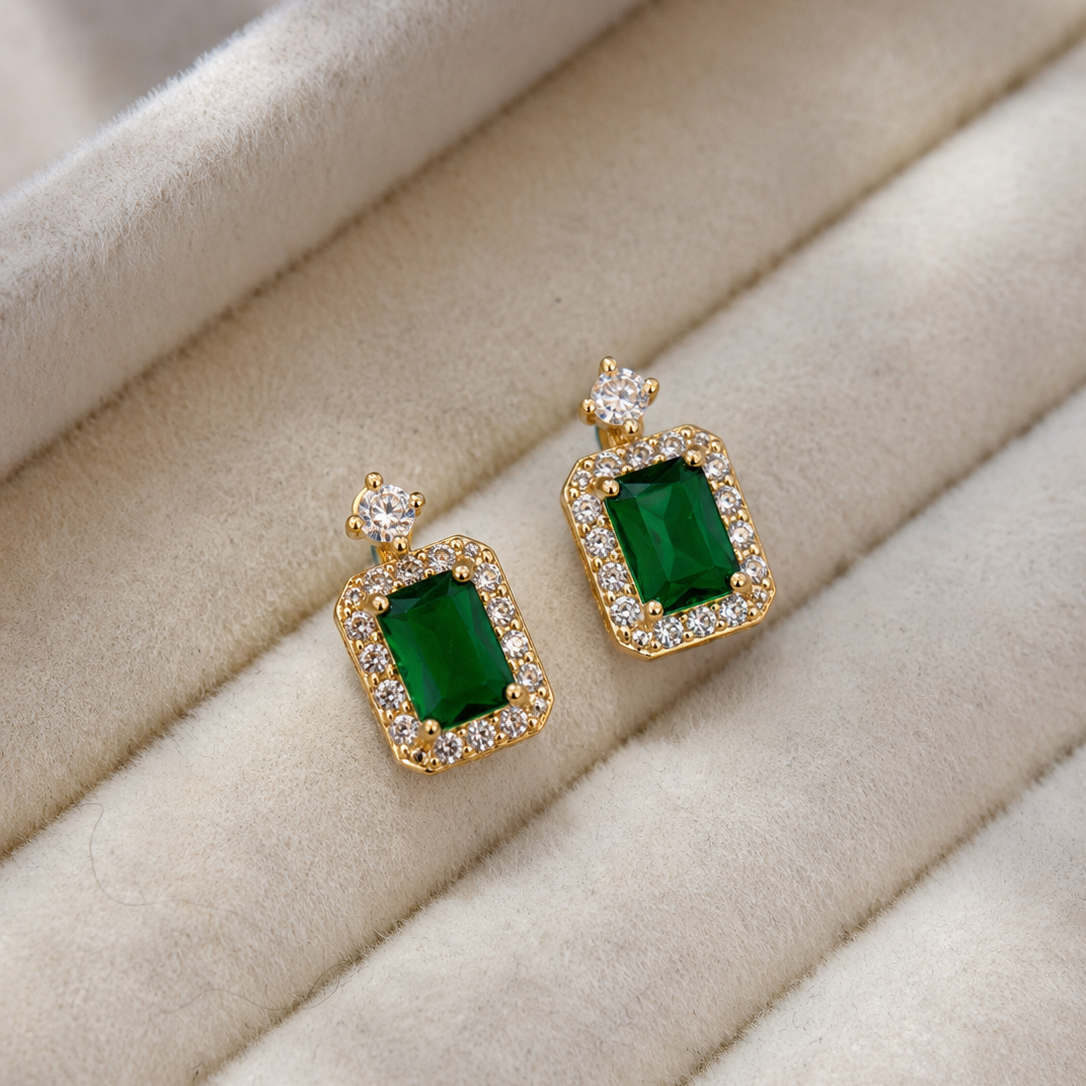 Emma Emerald CZ Stud Earrings