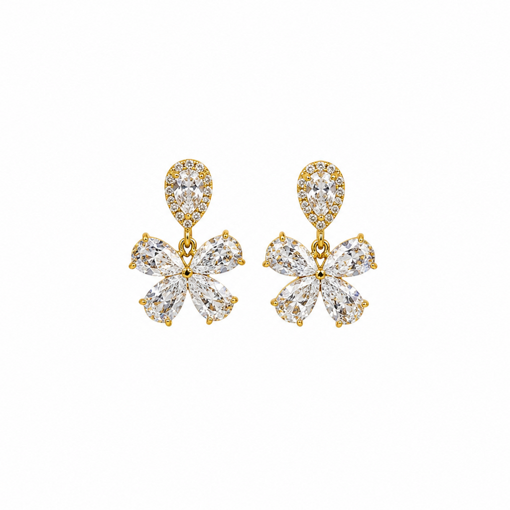 Camila Floral CZ Drop Earrings