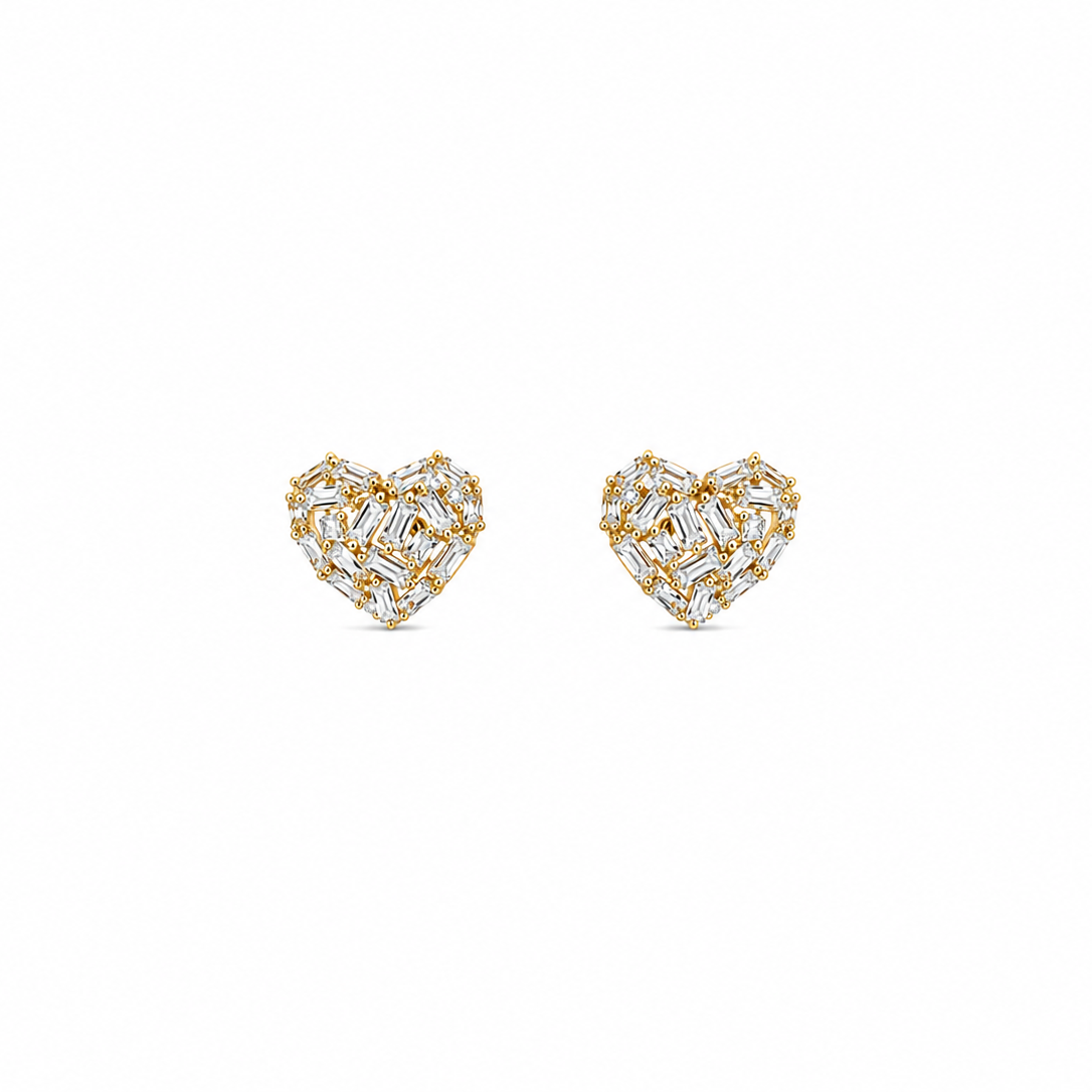 Charlotte Baguette Heart Stud Earrings
