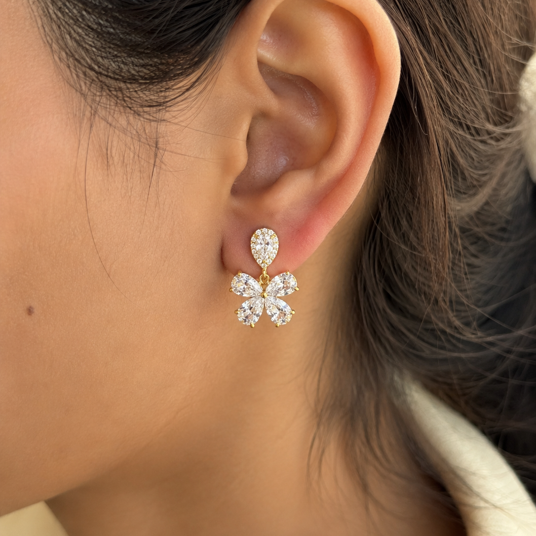 Camila Floral CZ Drop Earrings