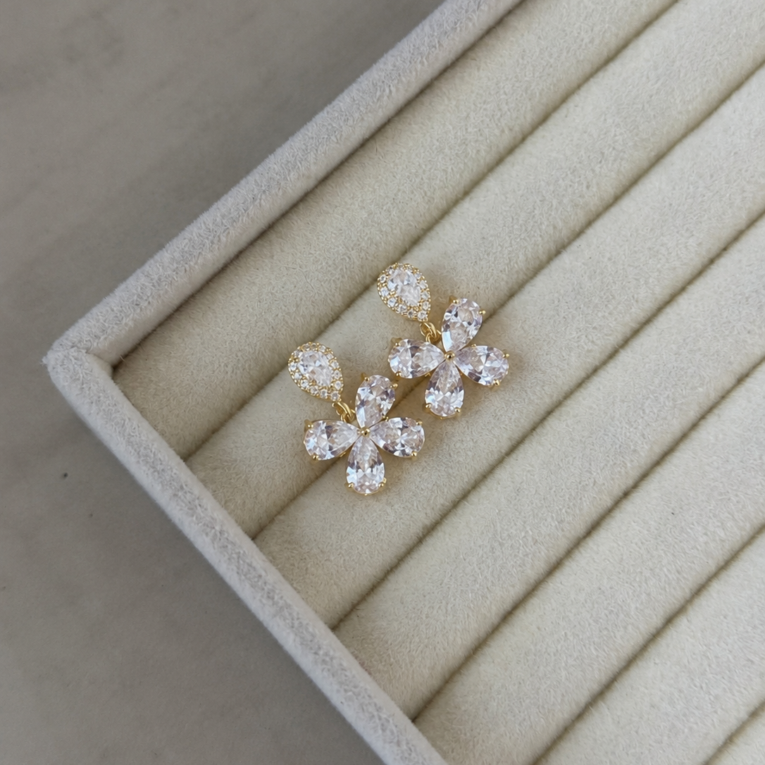 Camila Floral CZ Drop Earrings