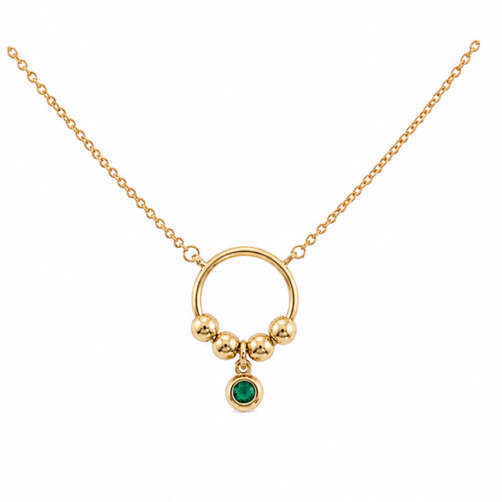 Mia Emerald Circle Pendant Necklace