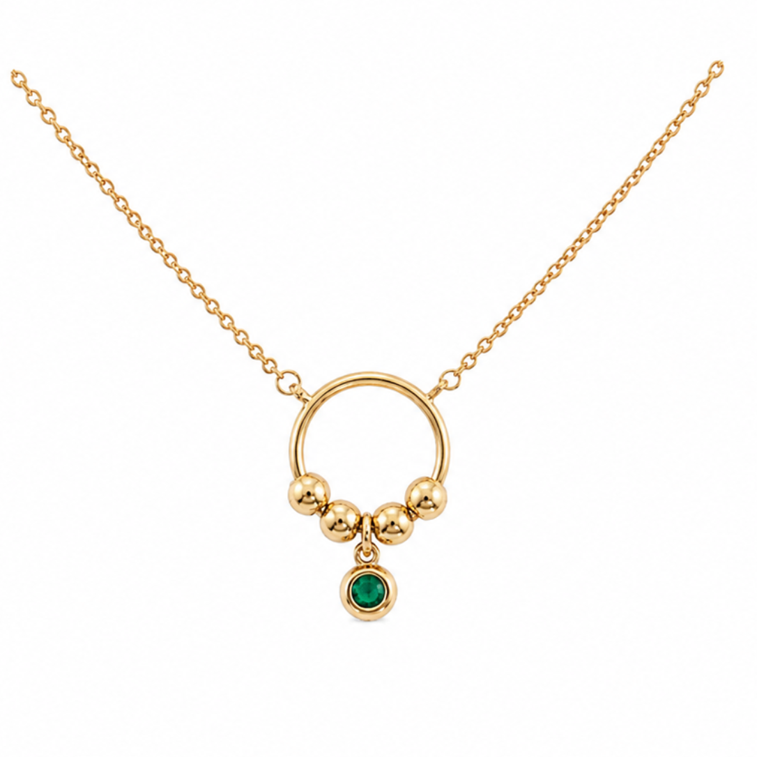 Mia Emerald Circle Pendant Necklace