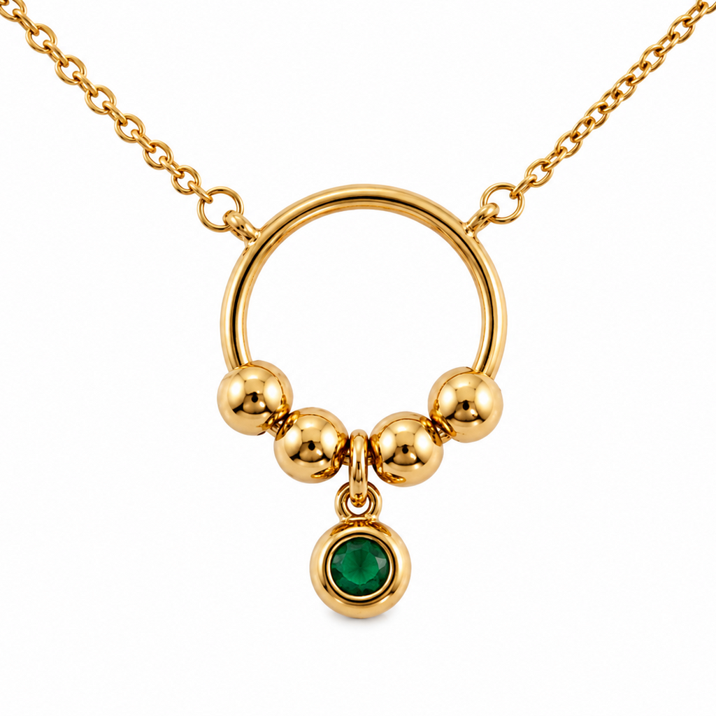 Mia Emerald Circle Pendant Necklace