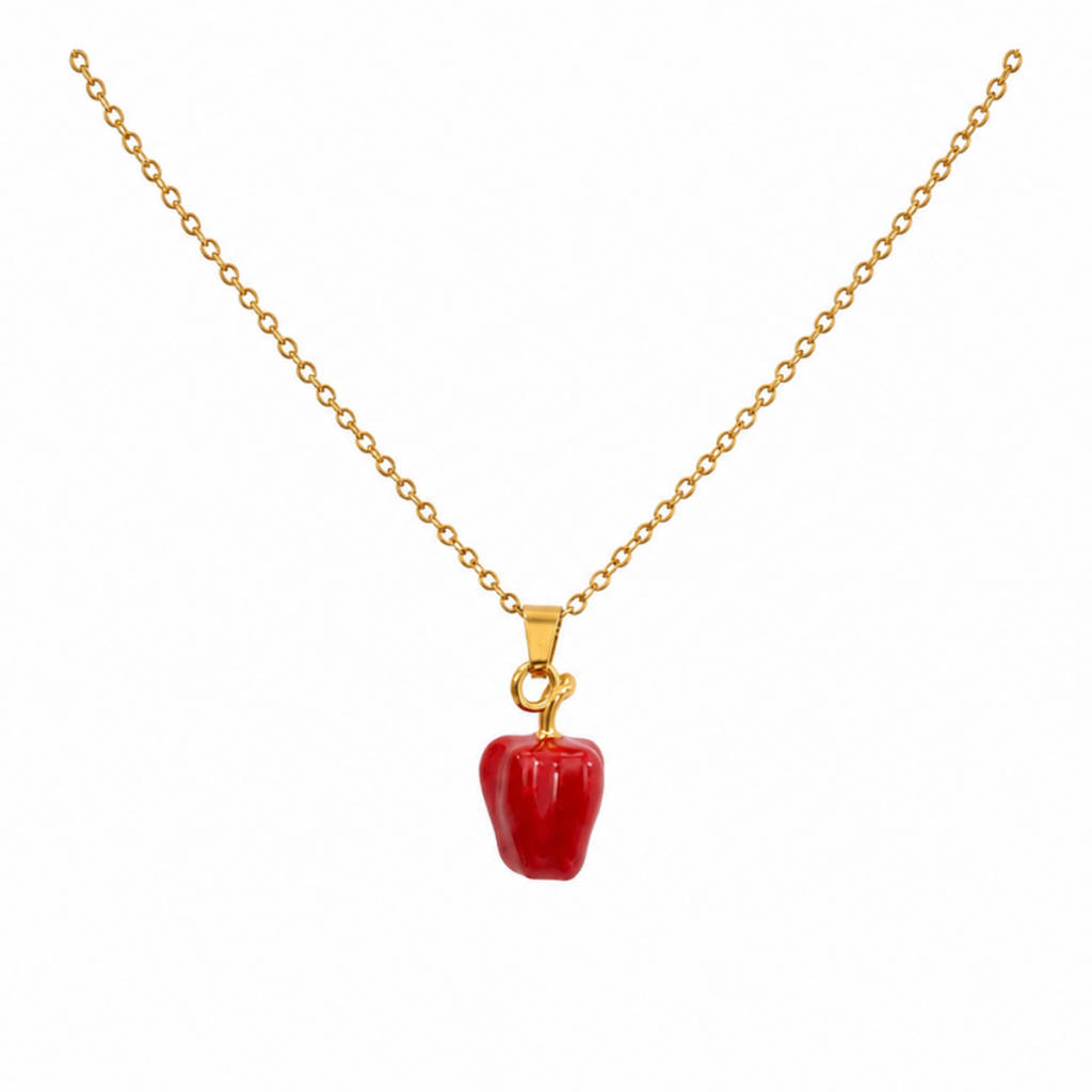 Scarlett Red Bell Pepper Pendant Necklace