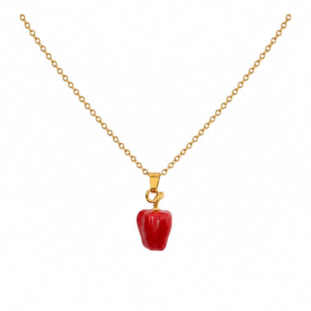 Scarlett Red Bell Pepper Pendant Necklace
