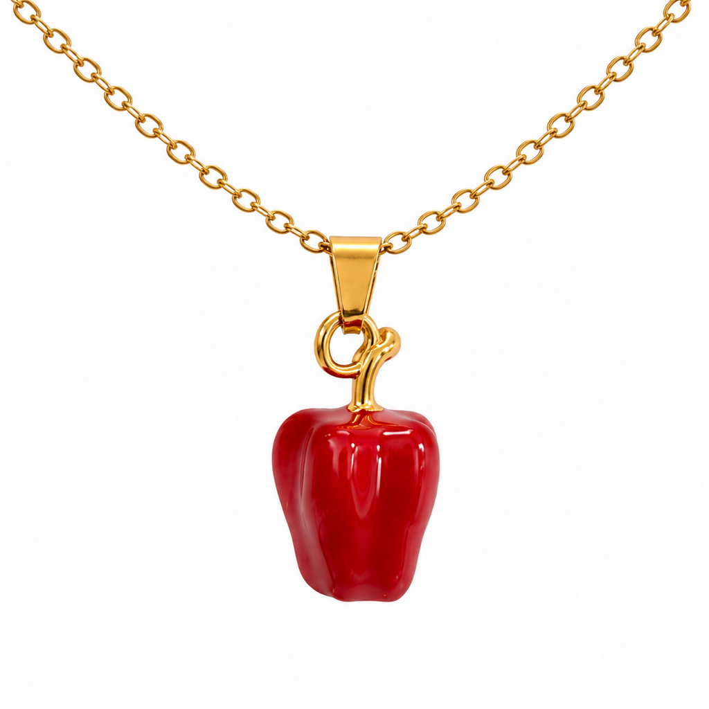 Scarlett Red Bell Pepper Pendant Necklace