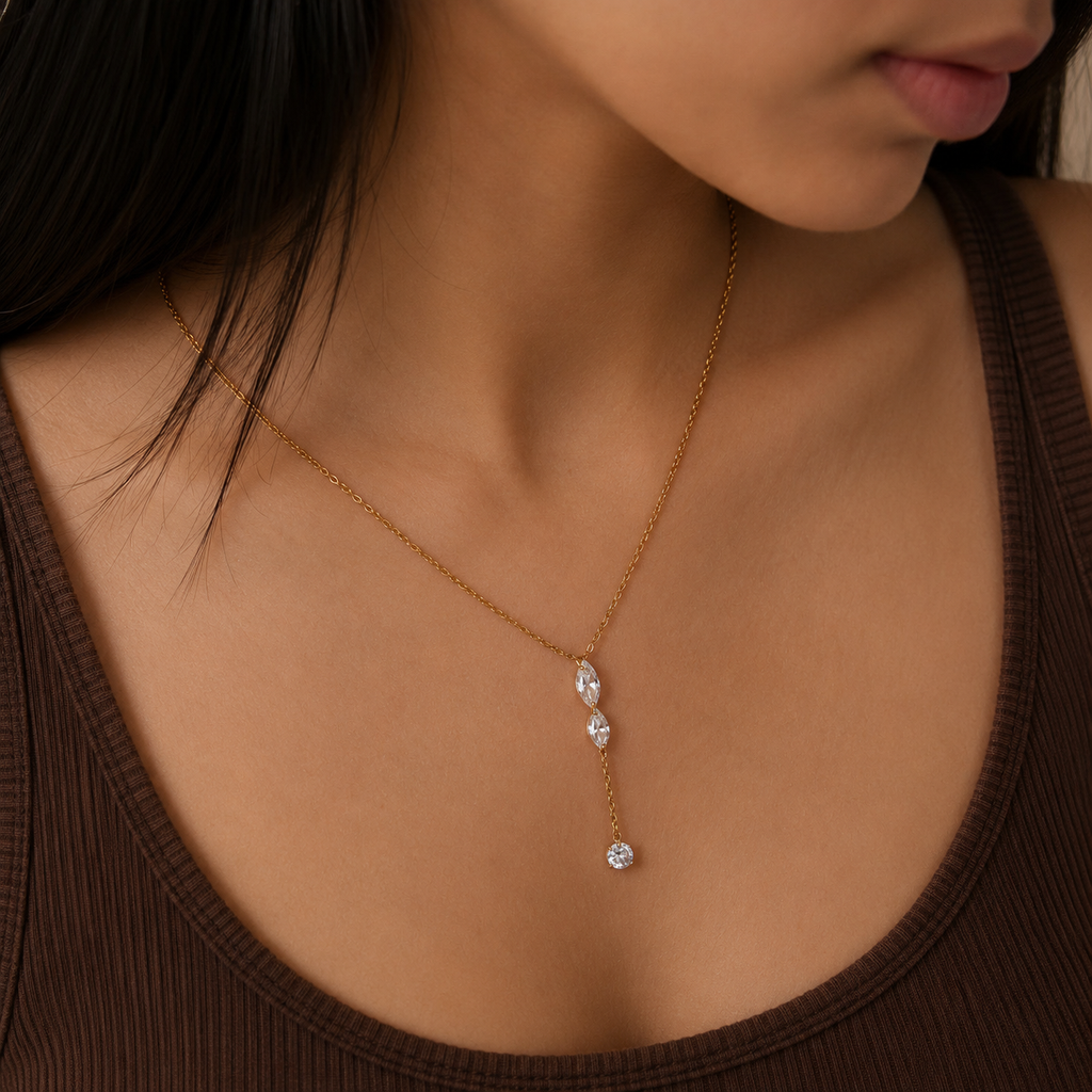 Luna CZ Y-Drop Pendant Necklace