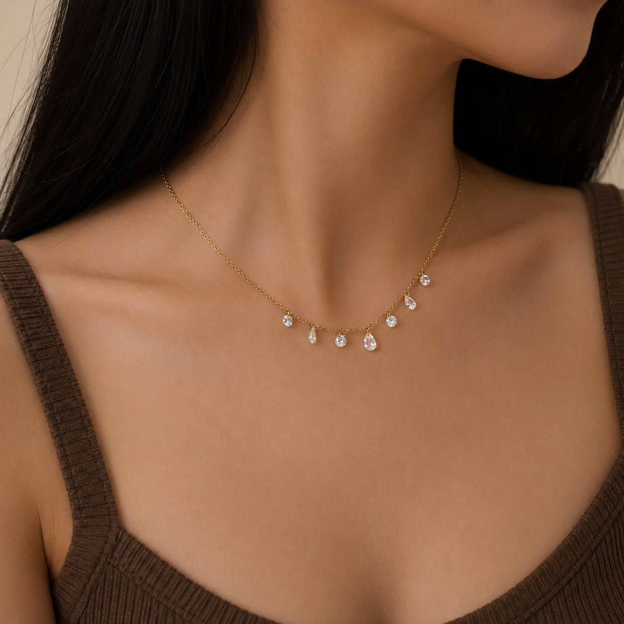 Sophia Minimalist CZ Drop Necklace