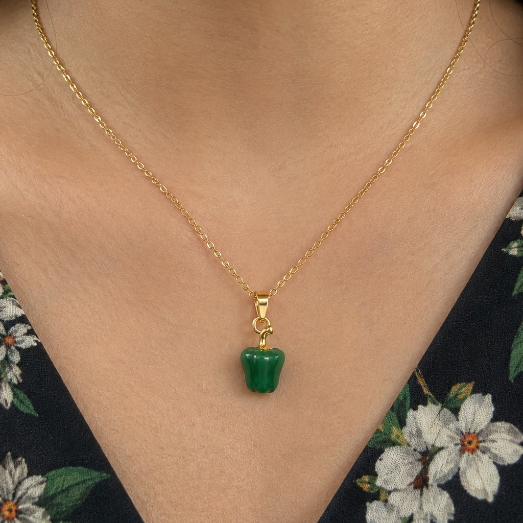 Olivia Green Bell Pepper Pendant Necklace