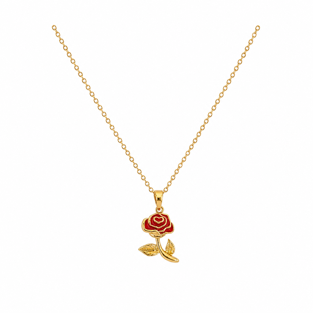 Rosalie Red Rose Pendant Necklace