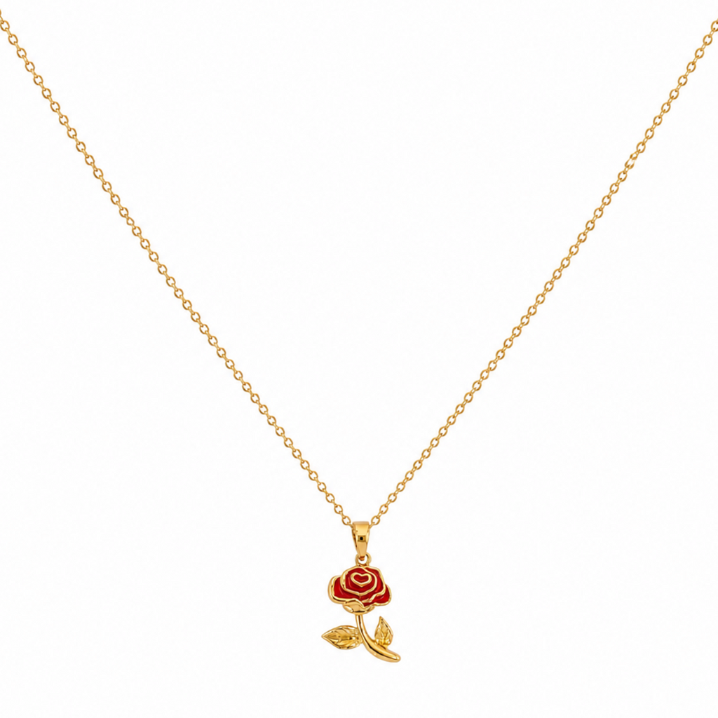 Rosalie Red Rose Pendant Necklace