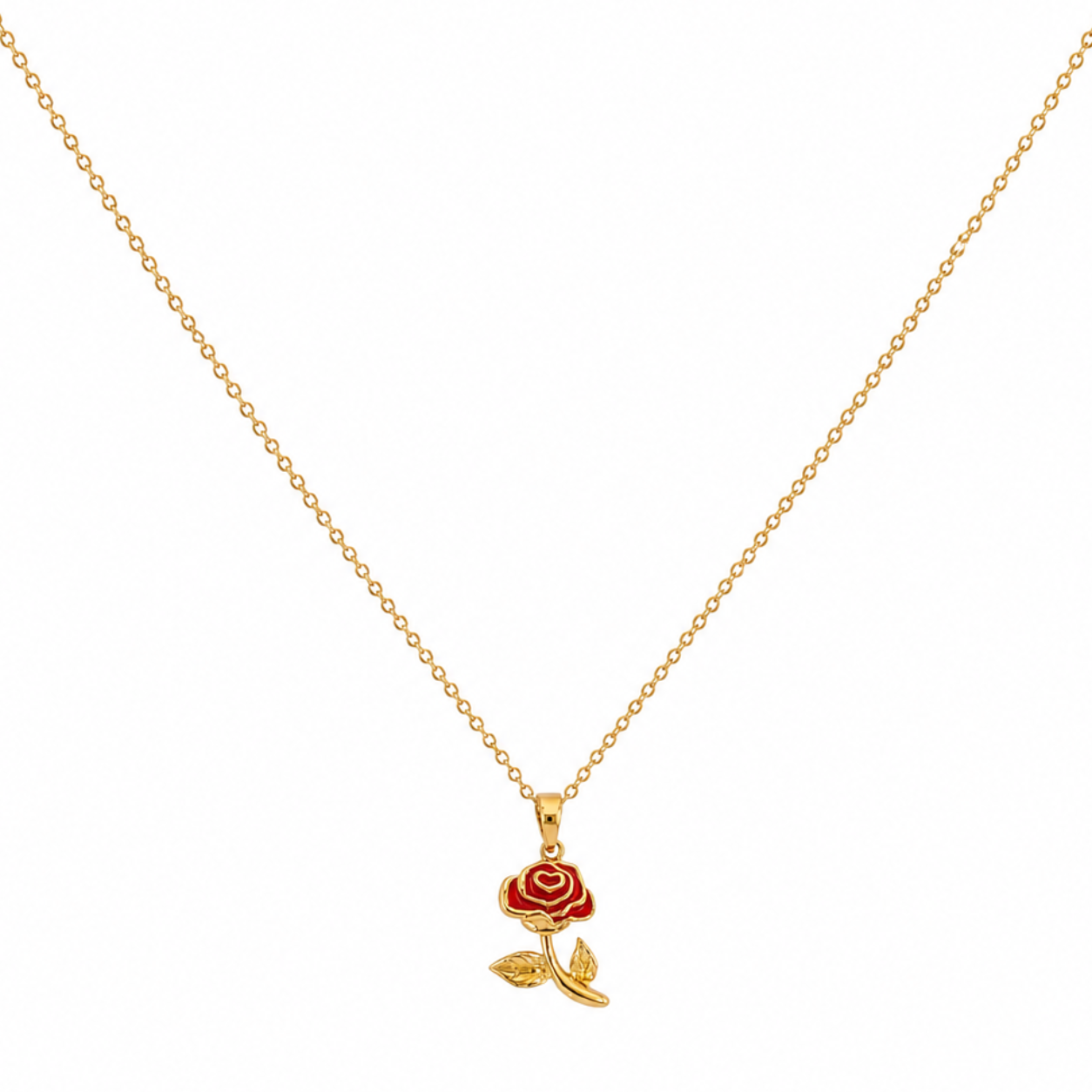 Rosalie Red Rose Pendant Necklace