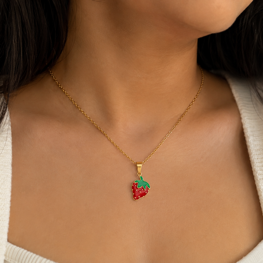 Luna Strawberry Pendant Necklace