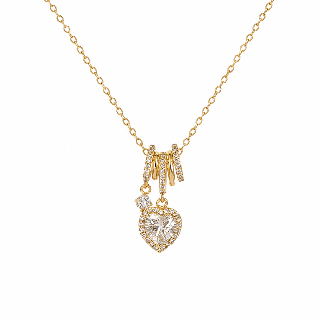 Isabella CZ Heart Charm Necklace