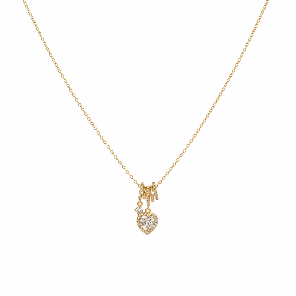 Isabella CZ Heart Charm Necklace