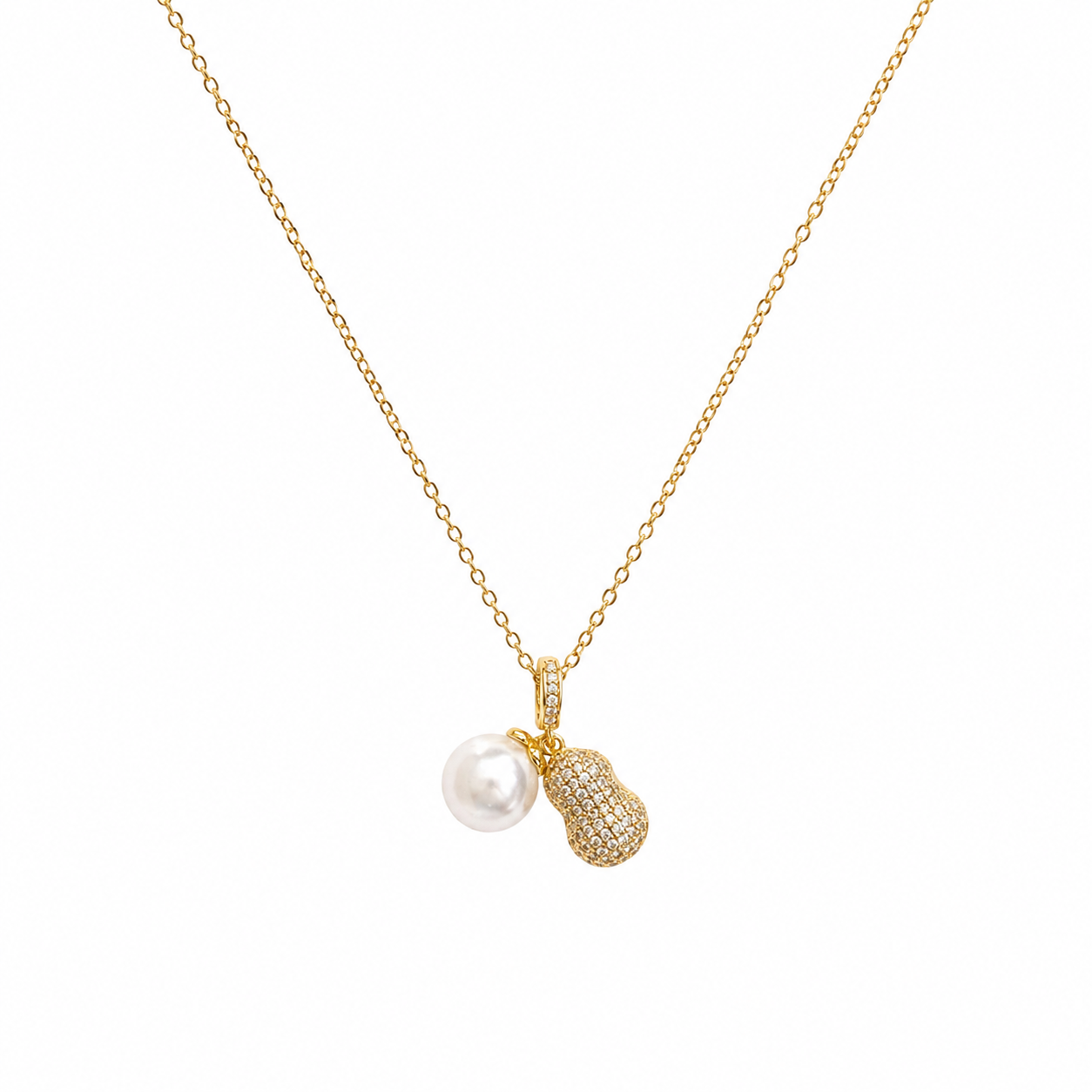 Ariana Pearl Peanut Charm Necklace