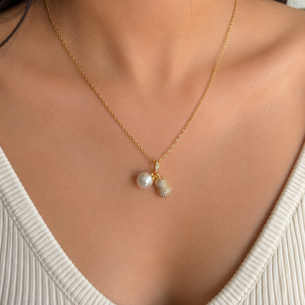 Ariana Pearl Peanut Charm Necklace
