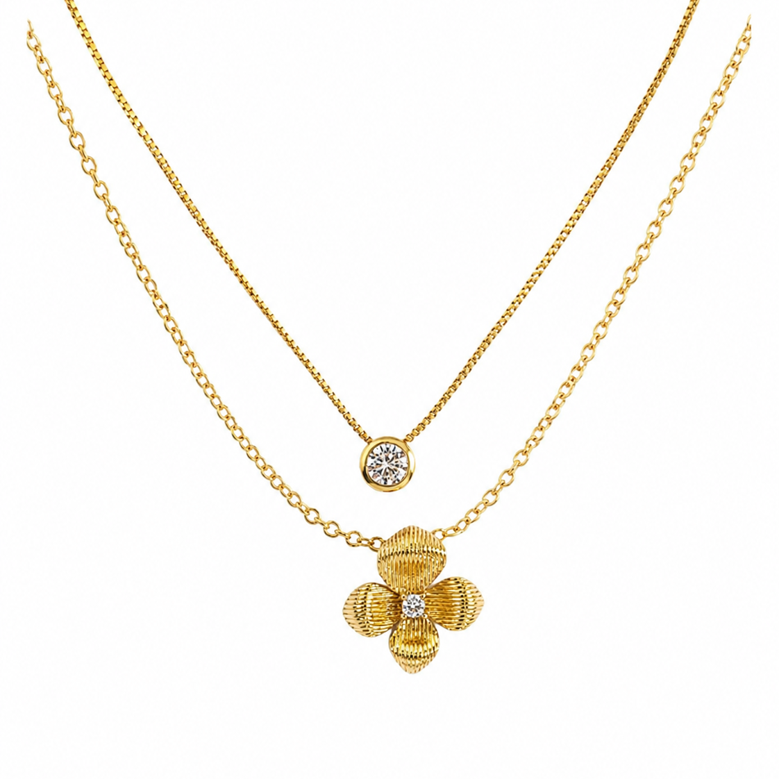 Amelia Clover Layered Pendant Necklace