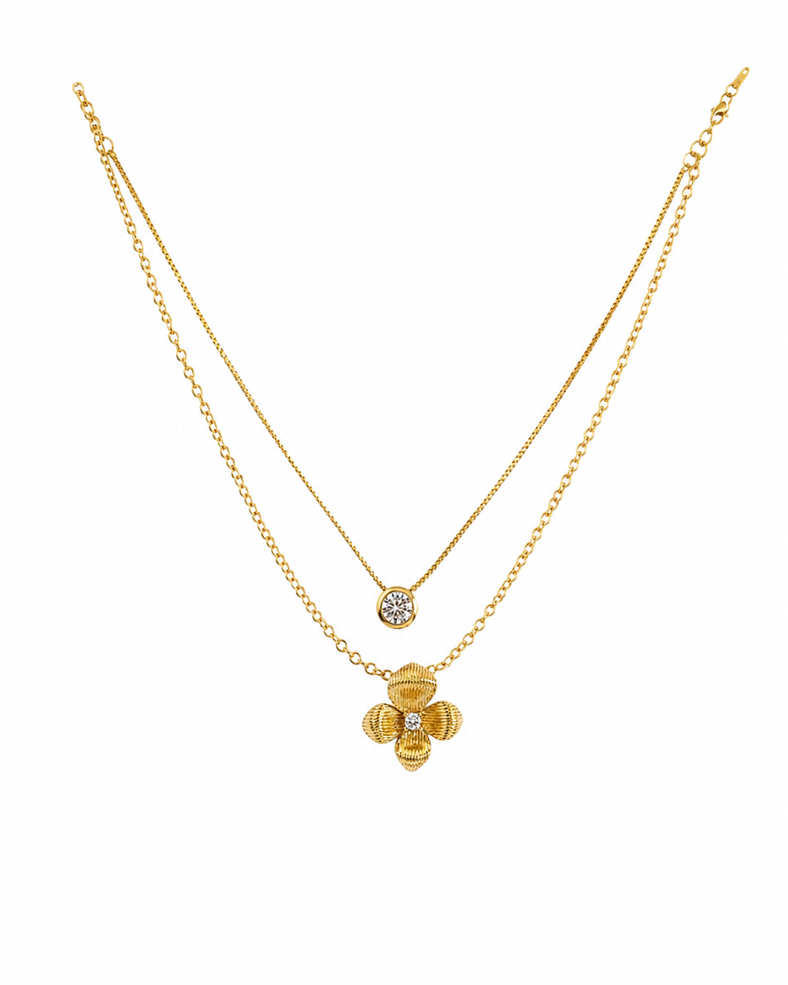 Amelia Clover Layered Pendant Necklace