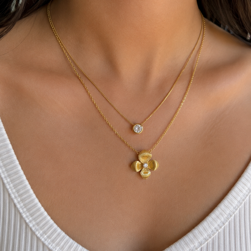 Amelia Clover Layered Pendant Necklace
