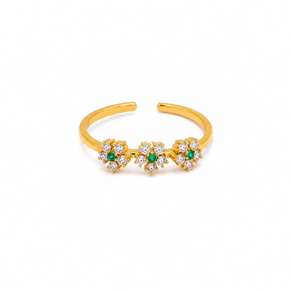 Aria Triple Floral Gold Ring
