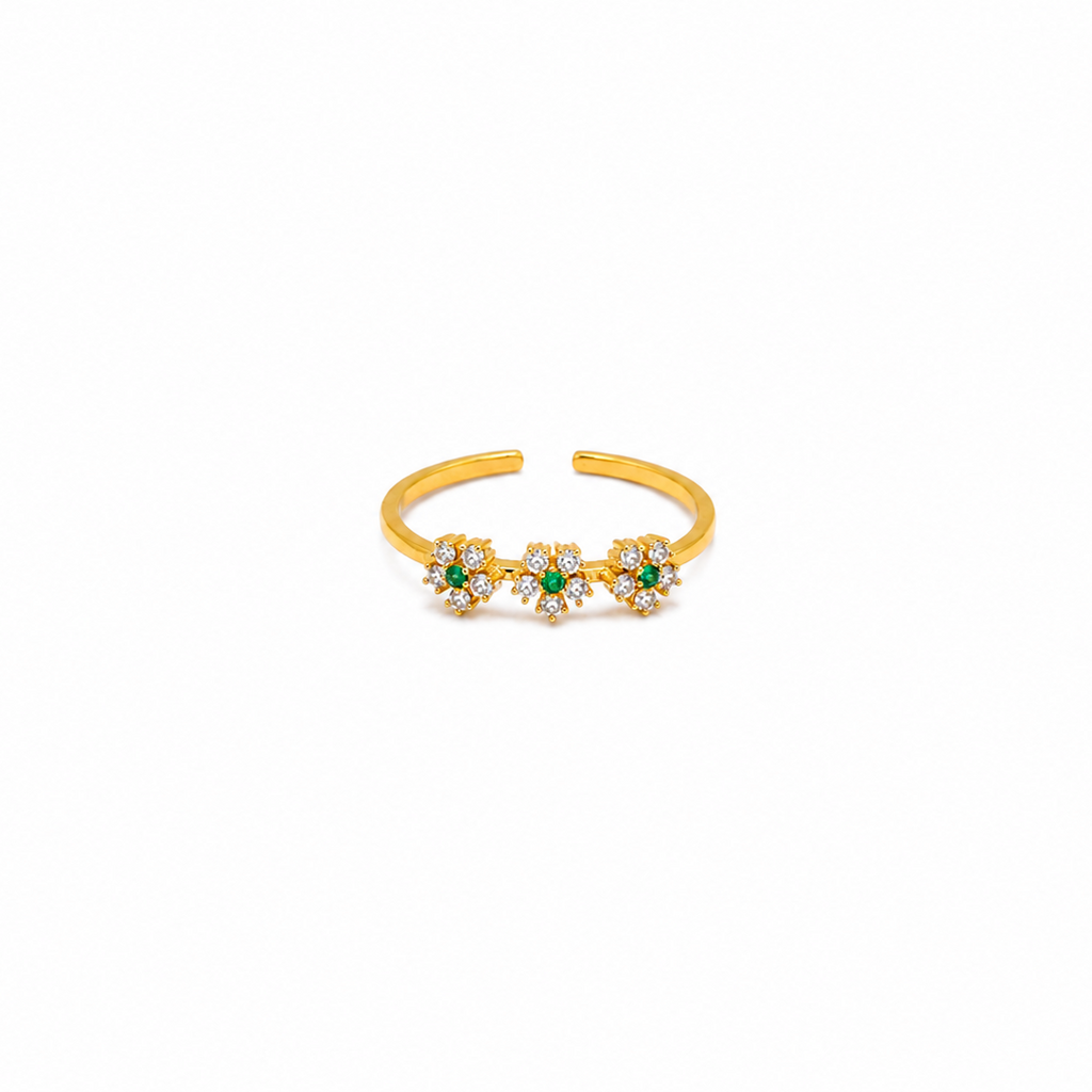 Aria Triple Floral Gold Ring