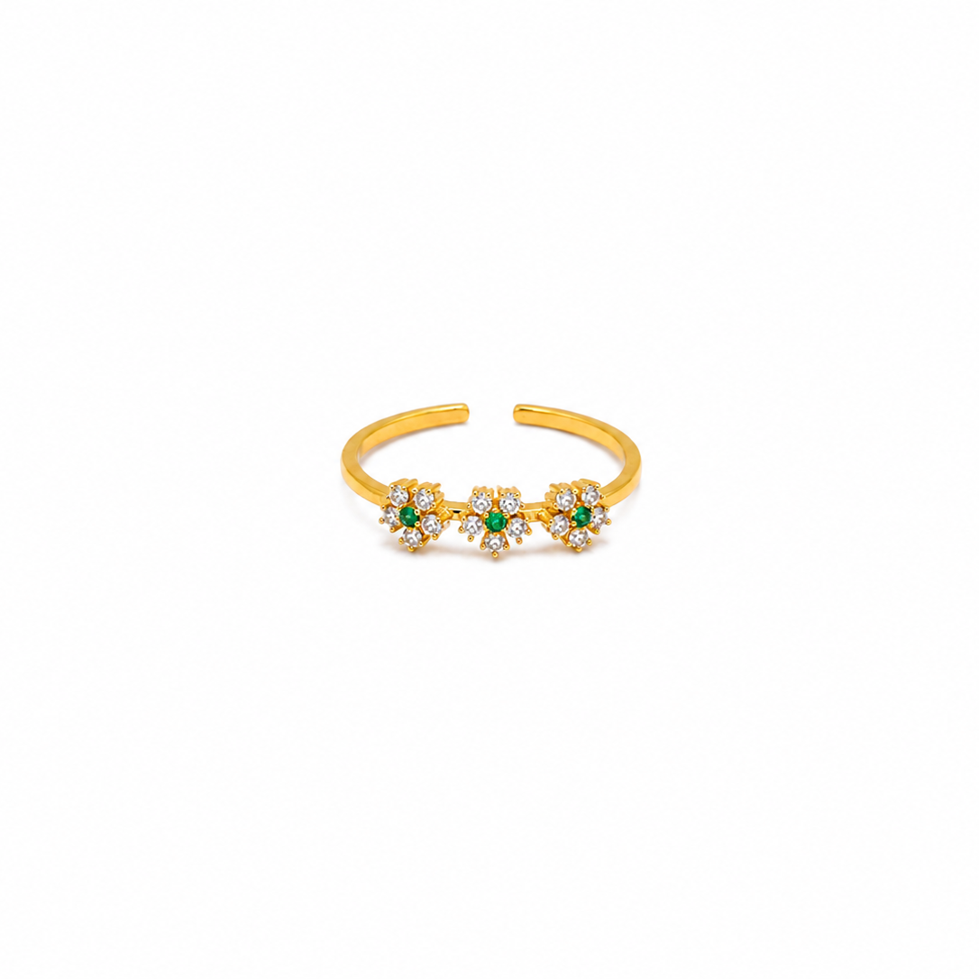 Aria Triple Floral Gold Ring