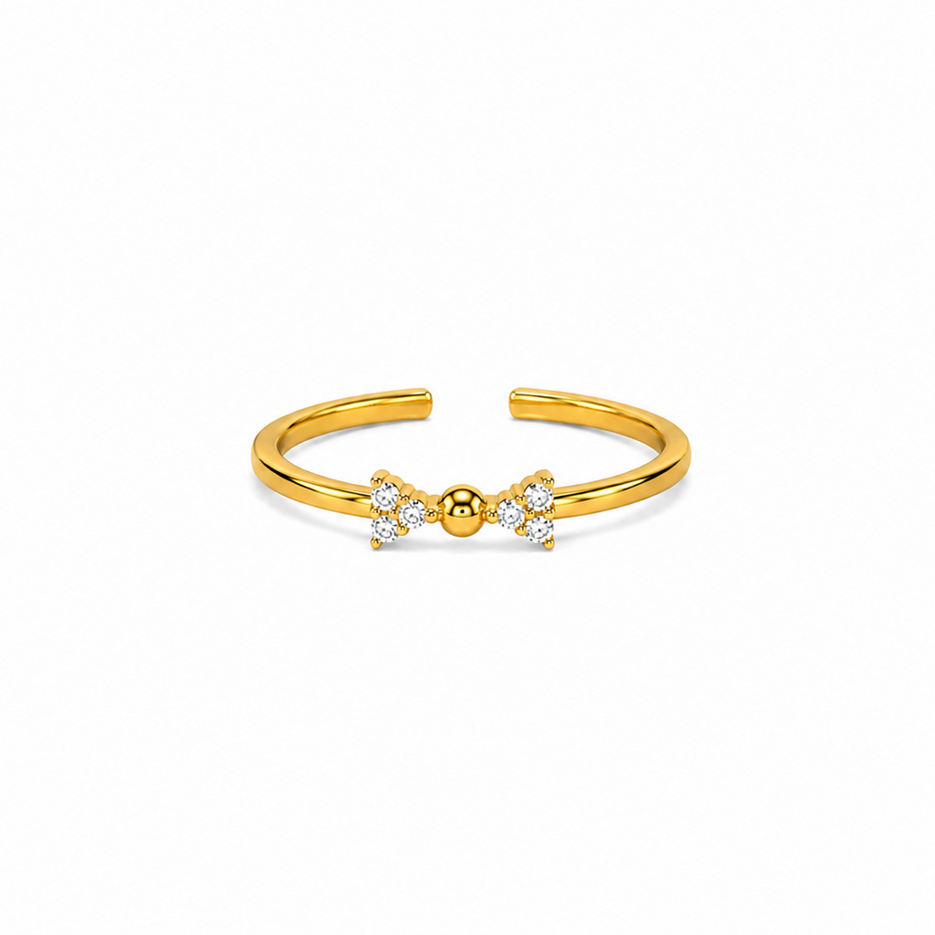 Elara Bow Gold Adjustable Ring