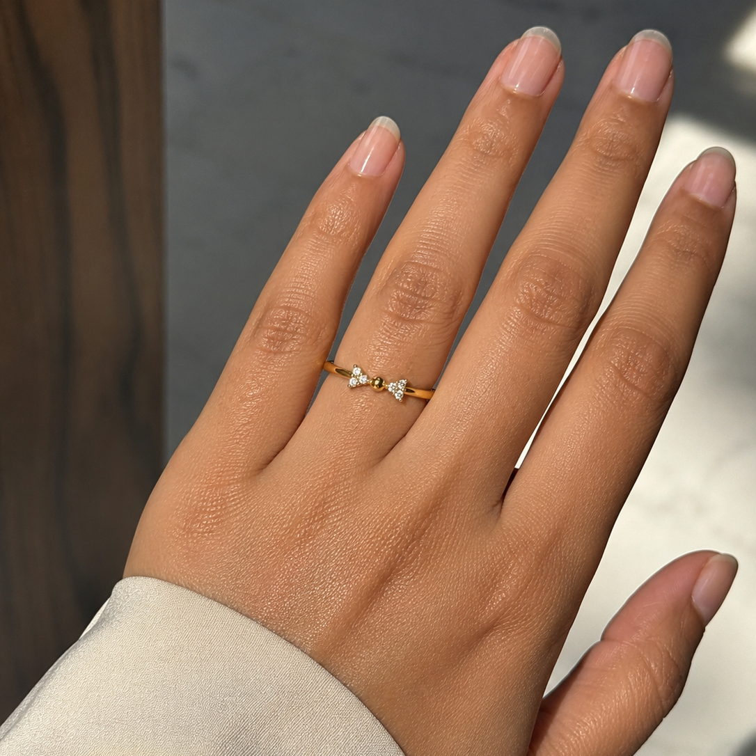 Elara Bow Gold Adjustable Ring