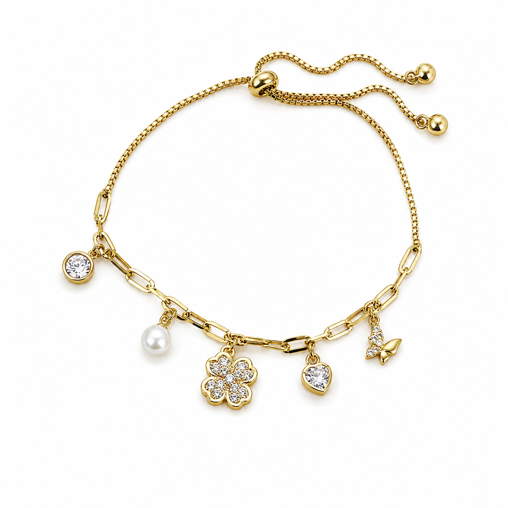 Hazel Clover Butterfly Charm Bracelet