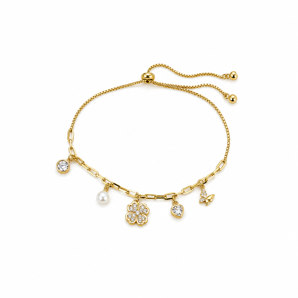 Hazel Clover Butterfly Charm Bracelet