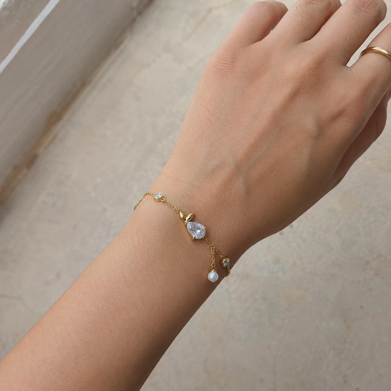 Evelyn Pearl Charm Bracelet