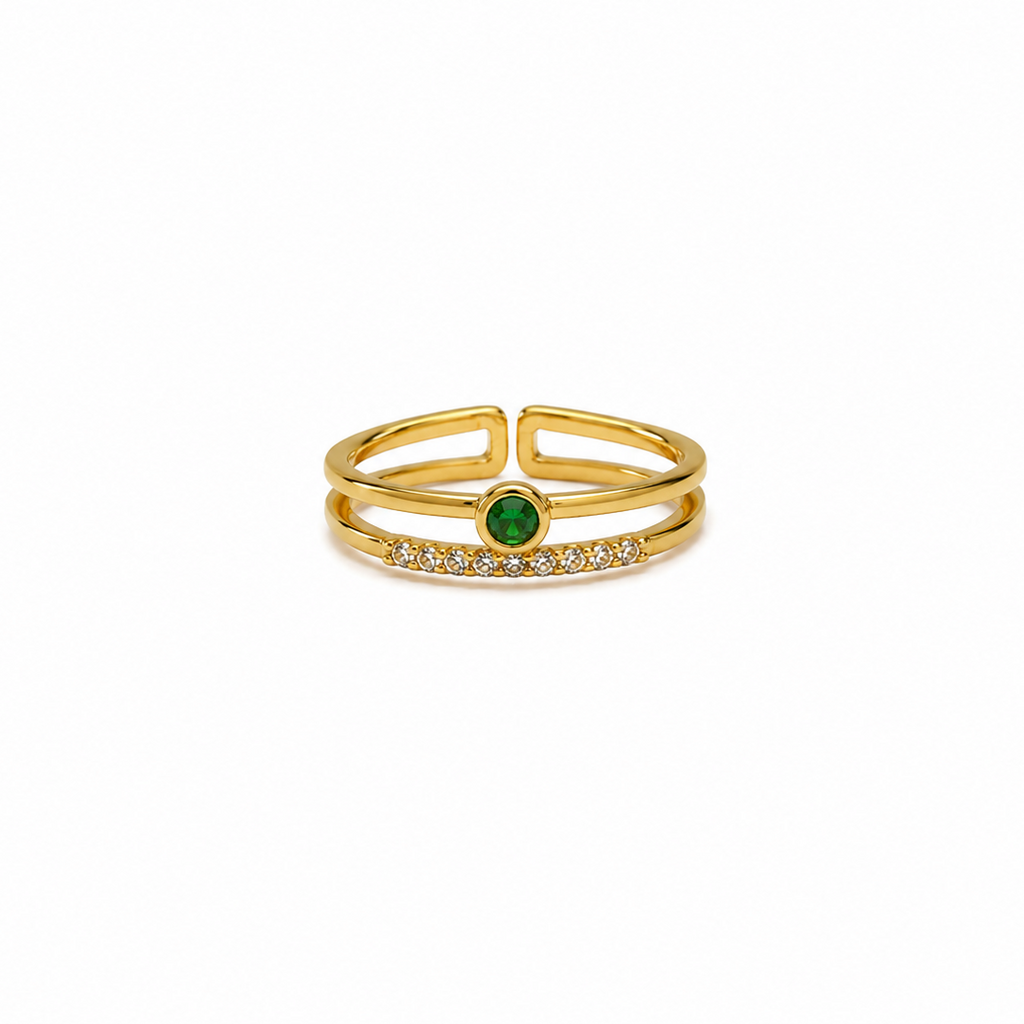 Esme Emerald Duo Adjustable Ring