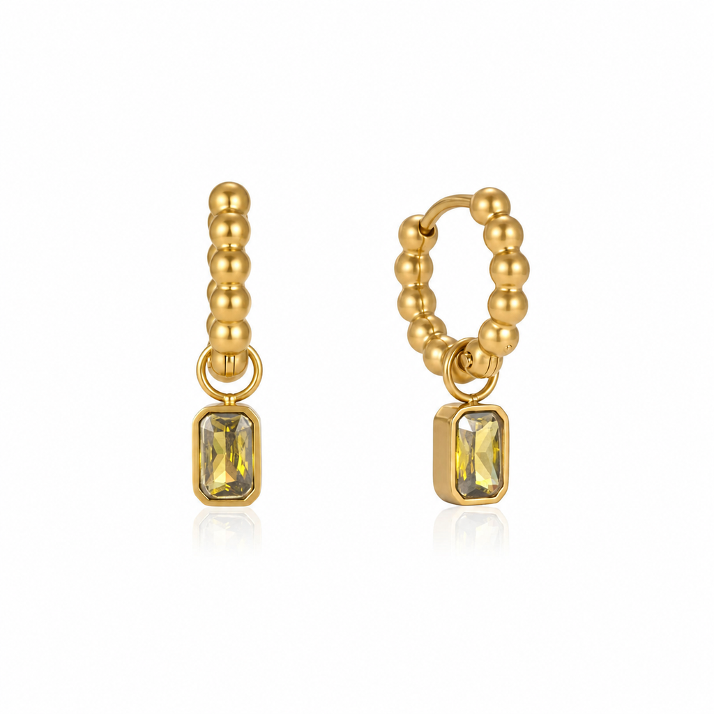 Valeria Beaded Citrine Huggies