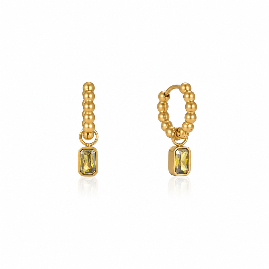 Valeria Beaded Citrine Huggies