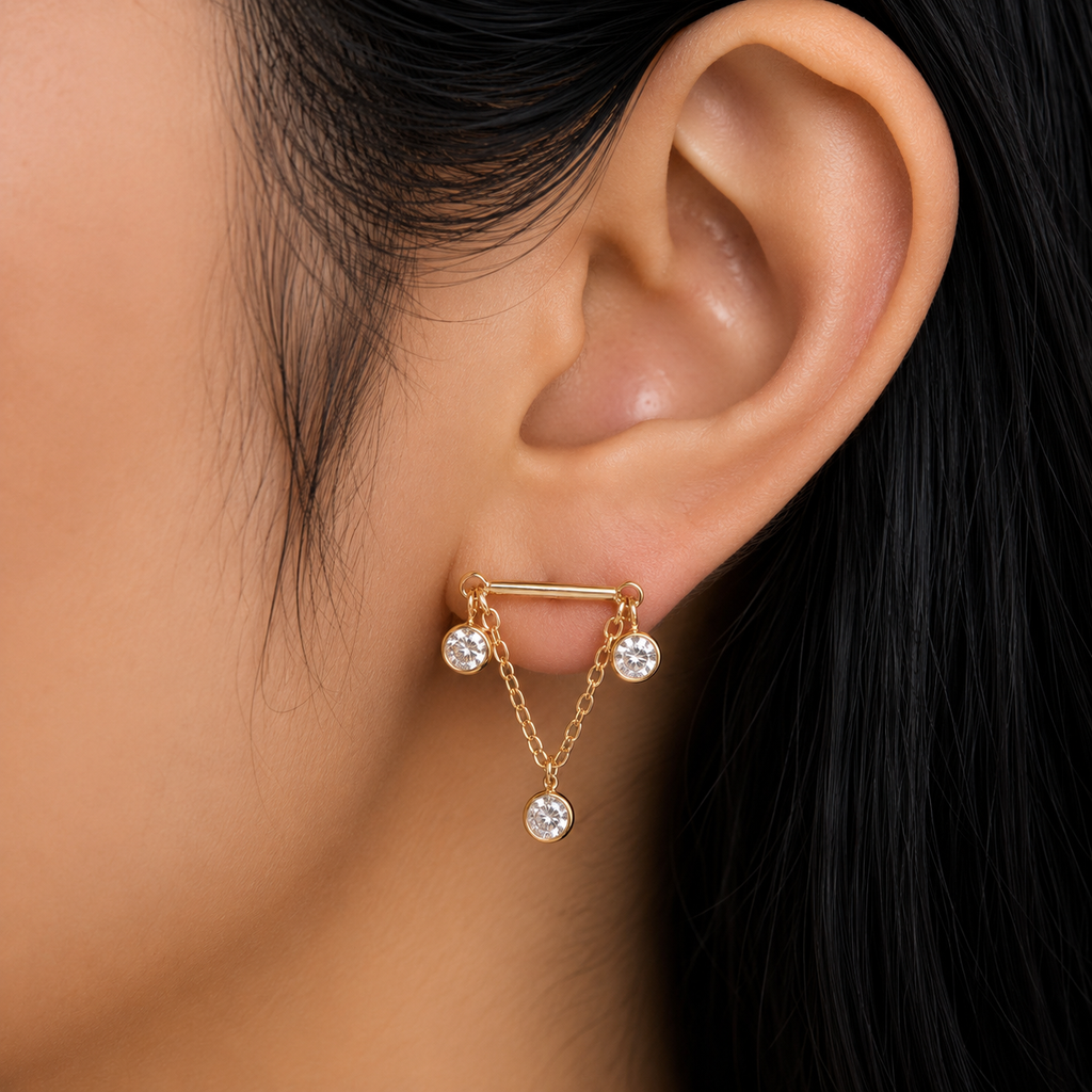 Aurelia CZ Chain Drop Earrings
