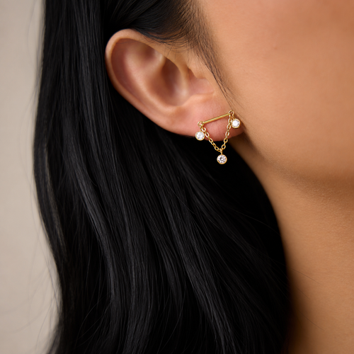 Aurelia CZ Chain Drop Earrings