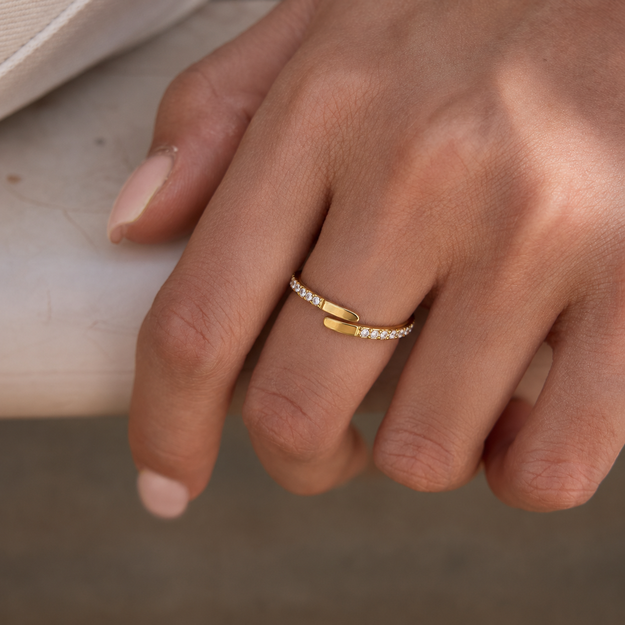 Lucienne Open CZ Adjustable Ring