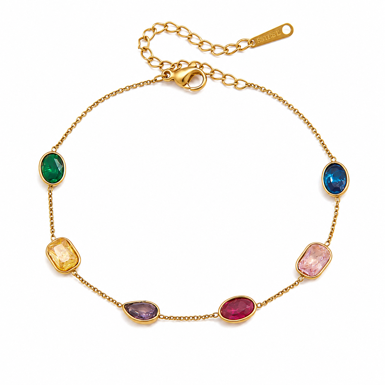 Noémie Rainbow Gemstone Chain Bracelet