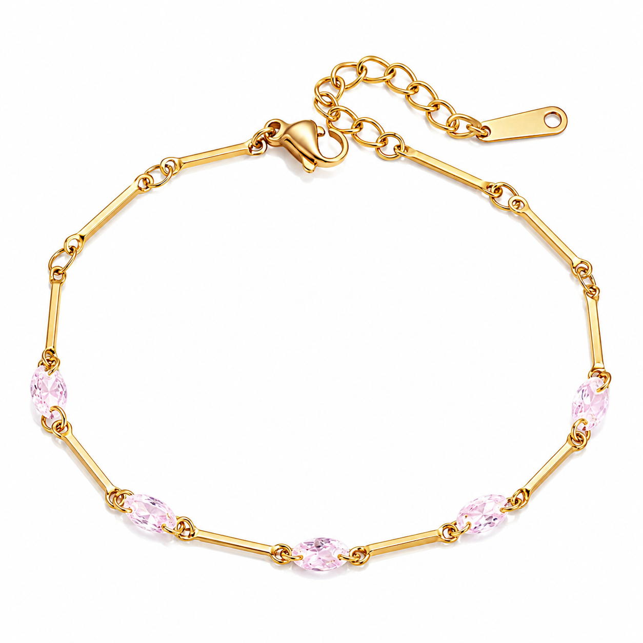 Camille Pink Crystal Station Bracelet