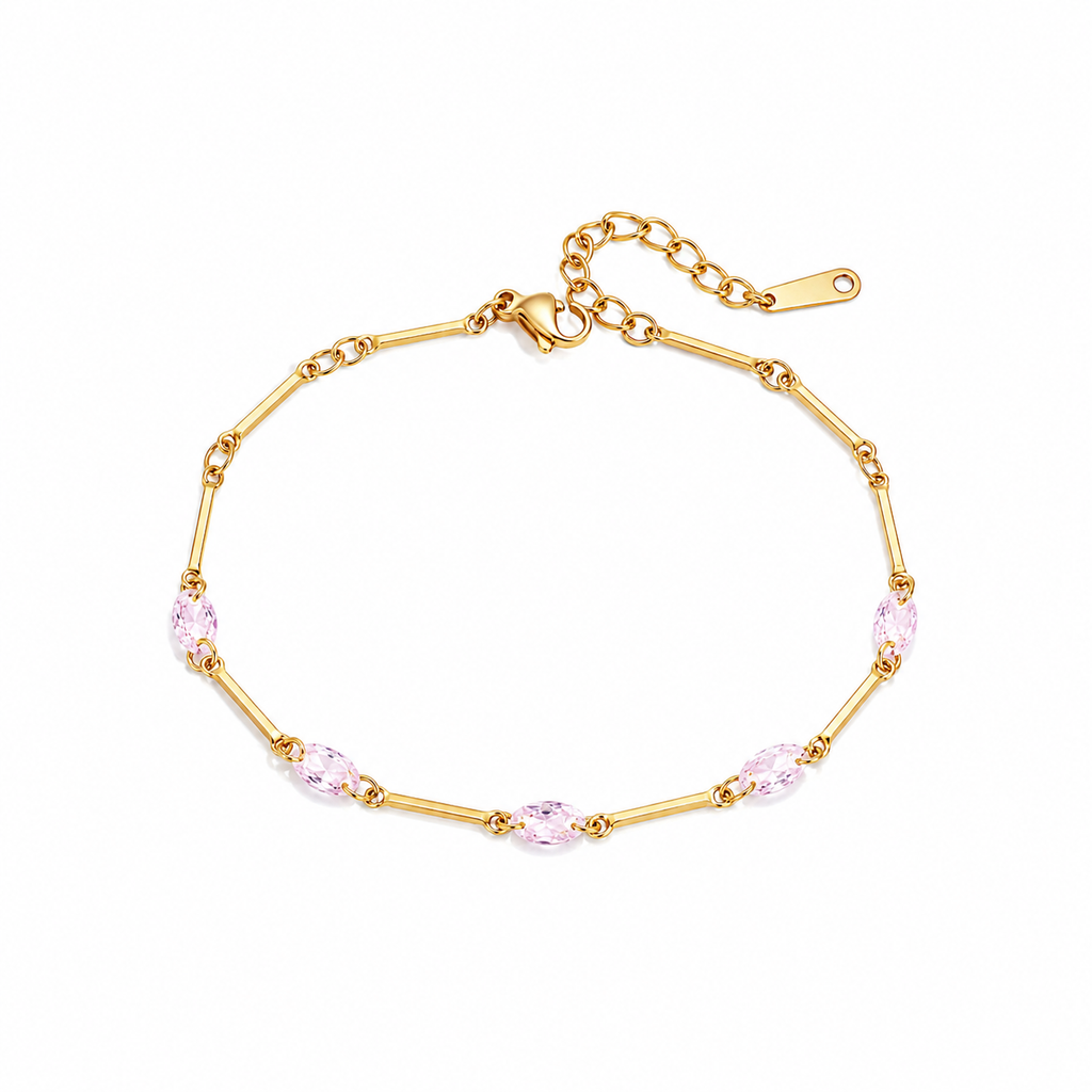 Camille Pink Crystal Station Bracelet