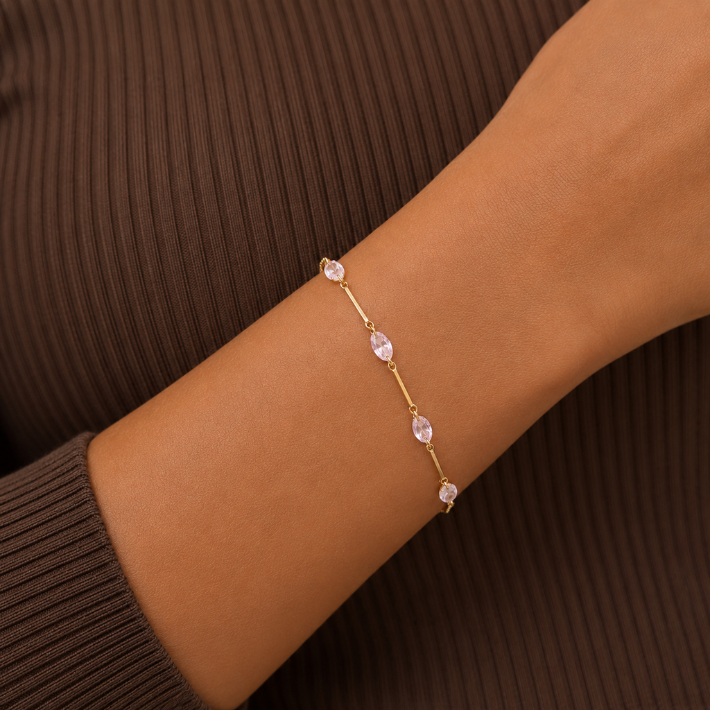 Camille Pink Crystal Station Bracelet
