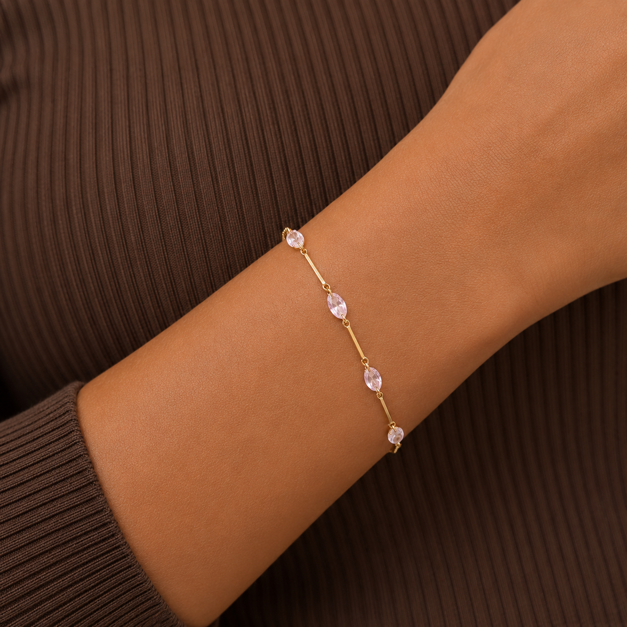 Camille Pink Crystal Station Bracelet