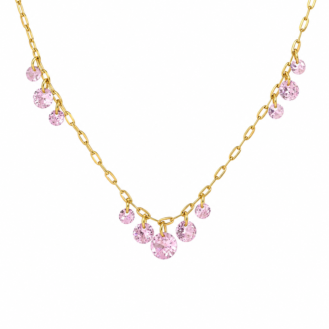 Amelie Pink Crystal Fringe Necklace