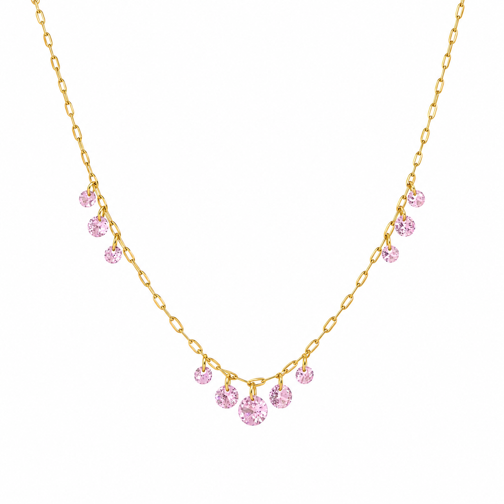 Amelie Pink Crystal Fringe Necklace