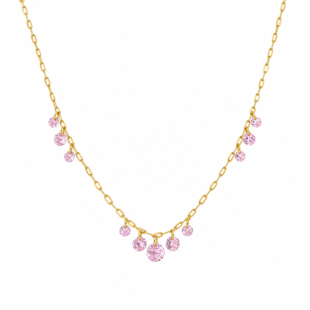 Amelie Pink Crystal Fringe Necklace